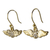 Gold plated dangle earrings, 'Love Takes Flight' - Modern 22k Gold Plated Heart Earrings with Rhinestones (image 2b) thumbail