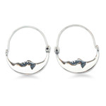 Sterling silver hoop earrings, 'Moon at Rest' - Vintage Style Handcrafted Silver Crescent Moon Hoop Earrings