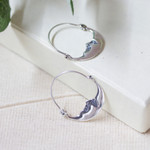 Sterling silver hoop earrings, 'Moon at Rest' - Vintage Style Handcrafted Silver Crescent Moon Hoop Earrings