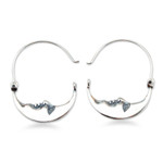 Sterling silver hoop earrings, 'Moon at Rest' - Vintage Style Handcrafted Silver Crescent Moon Hoop Earrings