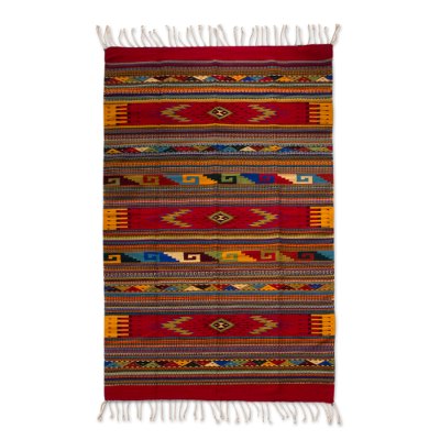 Zapotec wool rug, 'Beautiful Teotitlan' (5x8) - Mexico Handwoven Authentic Zapotec Wool Area Rug (5x8)