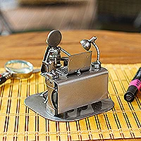 Featured review for Upcycled auto parts statuette, Hard-Working Executive