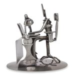 Upcycled auto parts statuette, 'Hard-Working Executive' - Upcycled Metal and Auto Parts Sculpture from Mexico