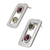 Peridot and garnet button earrings, 'Adrift' - Peridot and Garnet Modern Earrings in Sterling Silver (image 2b) thumbail