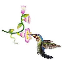 Featured review for Steel wall art, Hummingbird and Hollyhocks