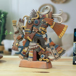 Ceramic sculpture, 'Aztec God Tezcatlipoca' - Signed Ceramic Sculpture of the Aztec Deity Tezcatlipoca