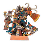 Ceramic sculpture, 'Aztec God Tezcatlipoca' - Signed Ceramic Sculpture of the Aztec Deity Tezcatlipoca