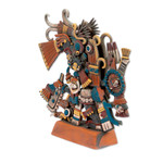 Ceramic sculpture, 'Aztec God Tezcatlipoca' - Signed Ceramic Sculpture of the Aztec Deity Tezcatlipoca