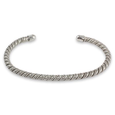 Sterling silver cuff bracelet, 'Spiral Embrace' - Handcrafted Sterling Silver Spiral Cuff Bracelet from Mexico