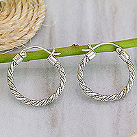Featured review for Sterling silver hoop earrings, Twist and Shine