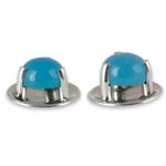 Chalcedony button earrings, 'Light of Taxco' - Polished Taxco Silver Earrings with Blue Chalcedony