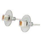 Sterling silver stud earrings, 'Square Spark' - Copper on Sterling Silver Square Earrings from Taxco Jewellery