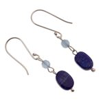 Lapis lazuli and aquamarine jewelry set, 'Gentle Raindrops' - Lapis Lazuli and Aquamarine Handcrafted Silver Jewelry Set