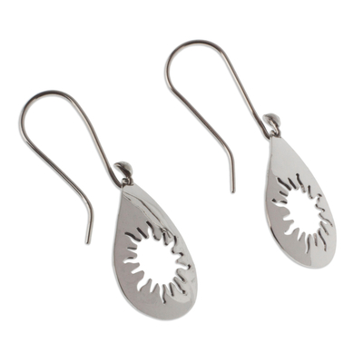 Sterling silver dangle earrings, 'Sun Shower' - Taxco Sunshine Sterling Silver Dangle Earrings