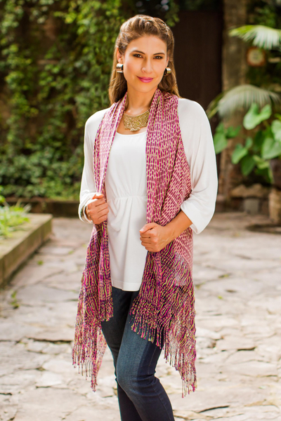 Original Mexican Rebozo Vest Hand Woven in Purple Cotton - Color of ...