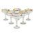 Blown glass margarita glasses, 'Confetti Path' (set of 6) - Set of 6 Artisan Crafted Blown Glass Margarita Glasses (image 2a) thumbail