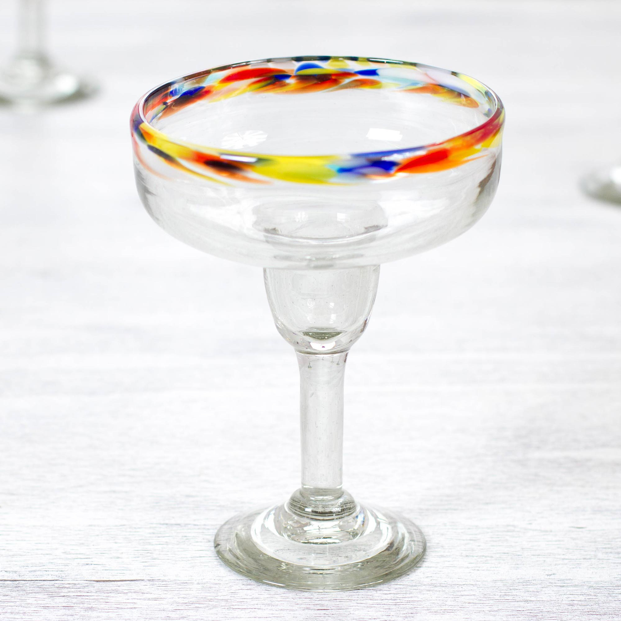 Unicef Market Set Of 6 Artisan Crafted Blown Glass Margarita Glasses Confetti Path