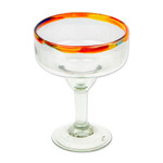 Handblown margarita glasses, 'Confetti Rim' (set of 6) - Set of 6 Artisan Crafted Blown Glass Margarita Glasses