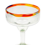 Handblown margarita glasses, 'Confetti Rim' (set of 6) - Set of 6 Artisan Crafted Blown Glass Margarita Glasses
