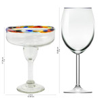 Handblown margarita glasses, 'Confetti Rim' (set of 6) - Set of 6 Artisan Crafted Blown Glass Margarita Glasses