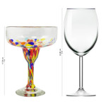 Handblown margarita glasses, 'Confetti Festival' (set of 6) - Set of 6 Multicolor Hand Blown Glass Margarita Glasses