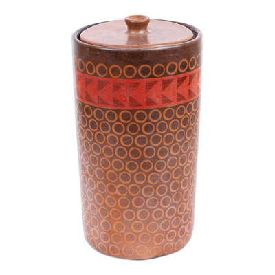Keramikglas - Handgefertigtes dekoratives Keramikglas und Deckel aus Mexiko