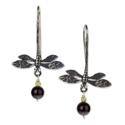 Unicef Uk Market Dragonfly Sterling Silver Earrings With Garnet Dragonfly Sterling Silver Earrings With Garnet And Peridot