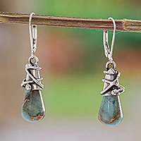 Amazonite dangle earrings, Golden Sea Currents