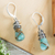 Amazonite dangle earrings, 'Golden Sea Currents' - Sterling Silver and Composite Amazonite Earrings from Mexico (image 2b) thumbail
