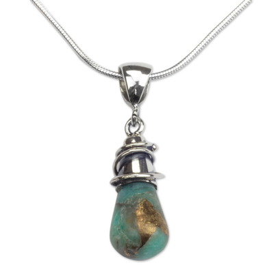 Artisanal Taxco Silver Necklace with Amazonite