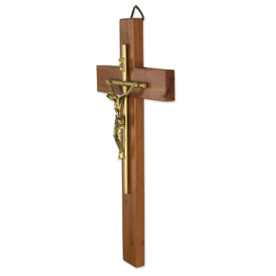 crucifijo de madera de cedro - Crucifijo de pared moderno de madera de cedro hecho a mano artesanalmente