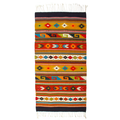 Kiva Store  Handwoven Zapotec Wool Rug in Colorful Stripes (2.5x4.5) -  Oaxaca Rainbow