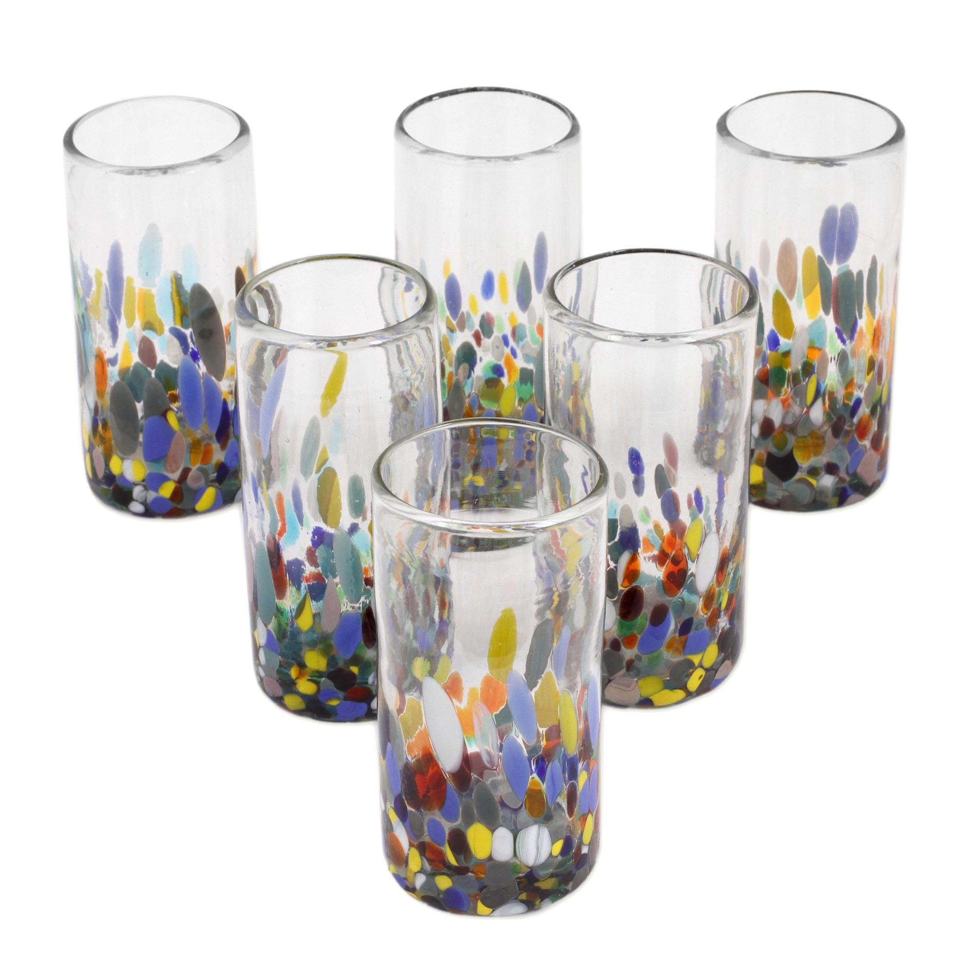 Unicef Market Multicolor Hand Blown Glass Highball Glasses Set Of 6 Confetti Festival