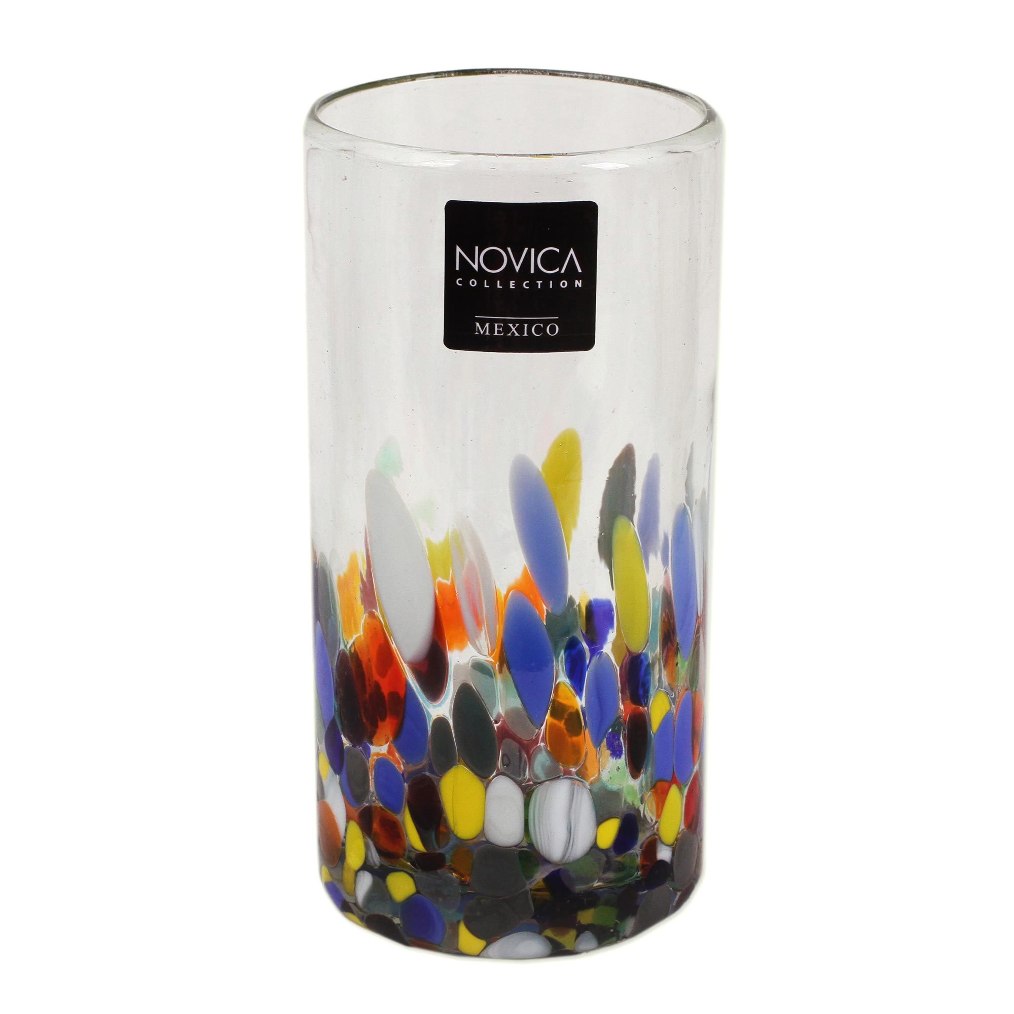 Multicolor Hand Blown Glass Highball Glasses (Set of 6) Confetti