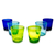 Handblown juice glasses, 'Beach Vibes' (set of 6) - Hand Blown Glass Juice Glasses in 3 Colors (Set of 6) (image 2d) thumbail