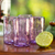 Schnapsgläser aus geblasenem Glas, 'Lilac Mist' (Satz mit 4 Stück) - Satz von 4 violett geblasenen Mezcal-Kugelgläsern aus Mexiko
