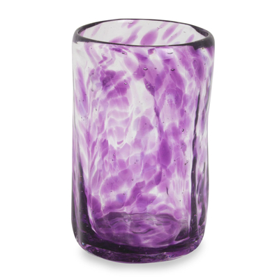 Blown glass shot glasses, 'Lilac Mist' (set of 4) - Set of 4 Purple Blown Glass Mezcal Shot Glasses from Mexico