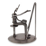 Auto part sculpture, 'Rustic Artist at Work' - Handcrafted Recycled Metal and Auto Part Painter Sculpture