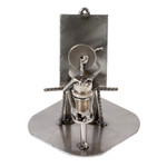 Auto part sculpture, 'Rustic Artist at Work' - Handcrafted Recycled Metal and Auto Part Painter Sculpture