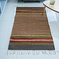 Zapotec wool rug, 'Tlacolula Earth' (2.5x5) - Earth Tone Handwoven 2.5 x 5 Authentic Zapotec Rug