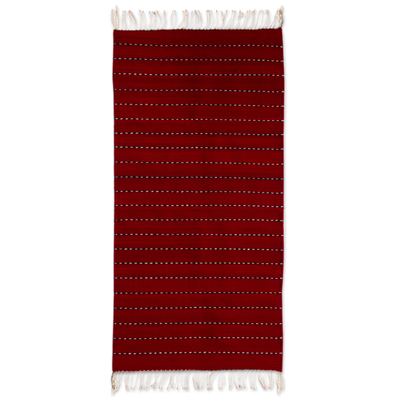 Zapotec wool rug, 'Zimatlan Paths' (2.5x5) - Handwoven Authentic Zapotec Rug in Red (2.5 x 5)