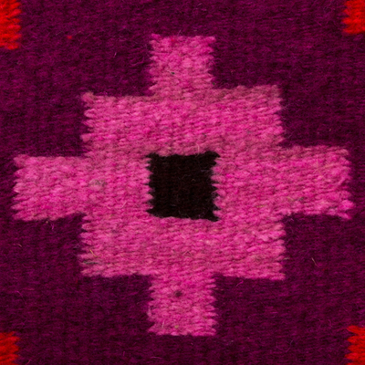 Zapotec wool rug, 'Cuilapan Colors' (4x6.5) - Handwoven 4 x 6.5 Authentic Zapotec Rug in Purples and Reds