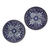 Keramische Essteller, 'Puebla Kaleidoskop' (Paar) - Kunsthandwerklich hergestellte blaue Blumenkeramikplatten (Paar)