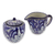 Keramisches Zucker- und Kaffeesahne-Set, 'Puebla Kaleidoskop'. - Handwerklich hergestellter blauer Keramikzucker und Kaffeesahne