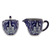 Keramisches Zucker- und Kaffeesahne-Set, 'Puebla Kaleidoskop'. - Handwerklich hergestellter blauer Keramikzucker und Kaffeesahne