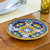 Ceramic dinner plates, 'Zacatlan Flowers' (pair) - Artisan Crafted Ceramic 12-inch Dinner Plates (Pair) thumbail
