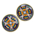 Ceramic dinner plates, 'Zacatlan Flowers' (pair) - Artisan Crafted Ceramic 12-inch Dinner Plates (Pair) (image 2a) thumbail