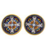 Ceramic soup bowls, 'Zacatlan Flowers' (pair) - Ceramic 7-Inch Soup Bowls from Mexico (Pair)