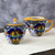 Ceramic creamer and sugar bowl set, 'Zacatlan Flowers' - Artisan Crafted Talavera Style Creamer and Sugar Bowl Set