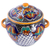 Ceramic tureen, 'Zacatlan Flowers' - Talavera Style Ceramic Handcrafted Soup Tureen (image 2d) thumbail